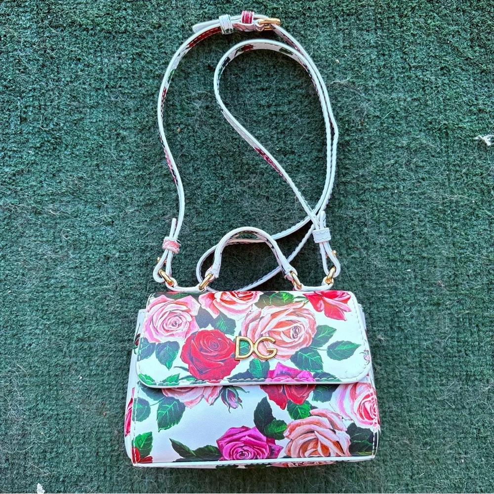 Dolce & Gabbana Bambino Floral Crossbody Bag with Gold Accents - Picture 7 of 10